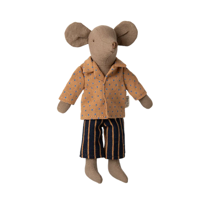 Dad Mouse Clothes-Dollhouse Mice Accessories-Maileg-Yellow Checked Shirt & Pants-Yes Bebe