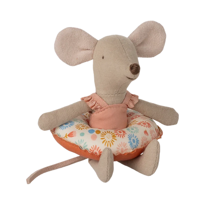 Little Sister Beach Mouse with Float-Dollhouse Mice-Maileg-Flower-Yes Bebe