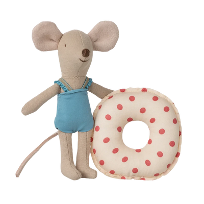 Little Sister Beach Mouse with Float-Dollhouse Mice-Maileg-Red Dot-Yes Bebe