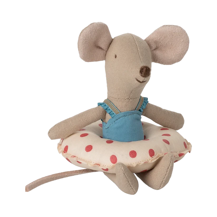 Little Sister Beach Mouse with Float-Dollhouse Mice-Maileg-Flower-Yes Bebe