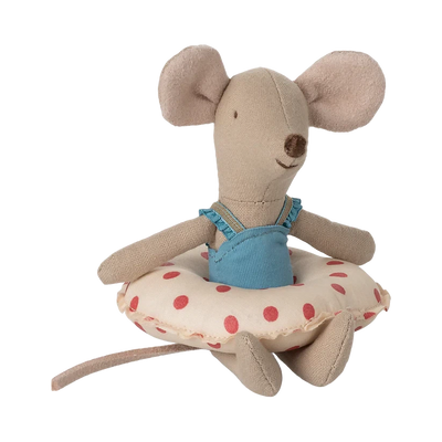 Little Sister Beach Mouse with Float-Dollhouse Mice-Maileg-Flower-Yes Bebe