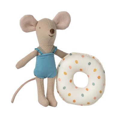 Little Sister Beach Mouse with Float-Dollhouse Mice-Maileg-Multi Dot-Yes Bebe