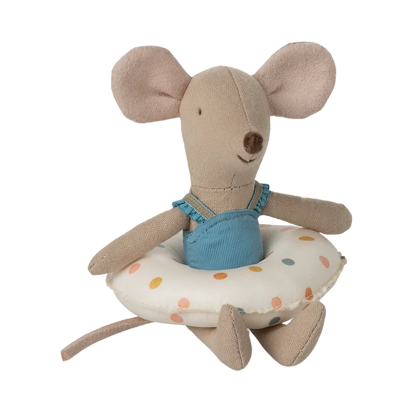 Little Sister Beach Mouse with Float-Dollhouse Mice-Maileg-Flower-Yes Bebe