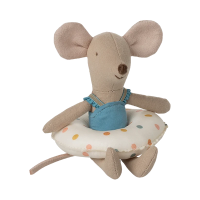 Little Sister Beach Mouse with Float-Dollhouse Mice-Maileg-Flower-Yes Bebe