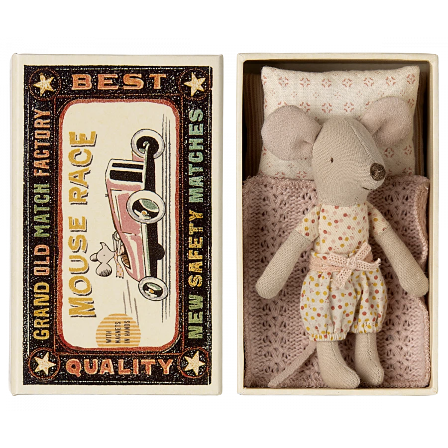 Little Sister Mouse in Matchbox-Dollhouse Mice-Maileg-Yes Bebe