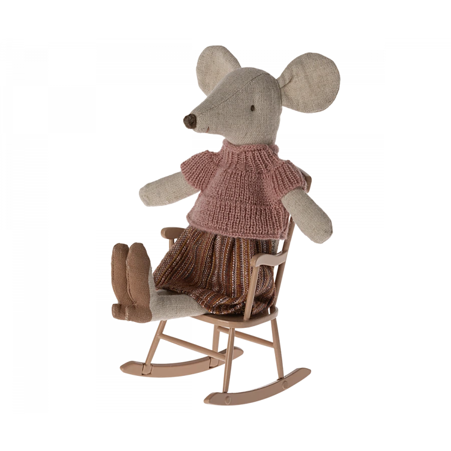 Mouse Dark Powder Rocking Chair-Dollhouse Accessories-Maileg-Yes Bebe