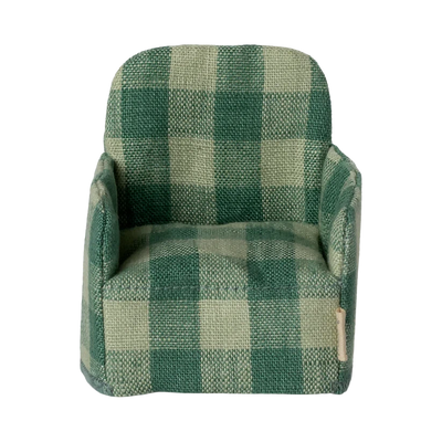 Mouse Folding Chair-Dollhouse Accessories-Maileg-Green Check-Yes Bebe