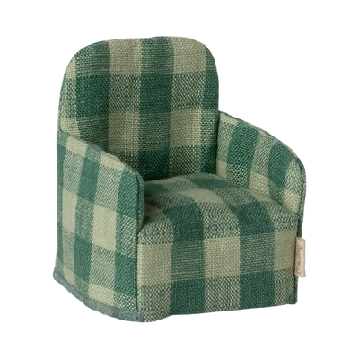 Mouse Folding Chair-Dollhouse Accessories-Maileg-Green Check-Yes Bebe