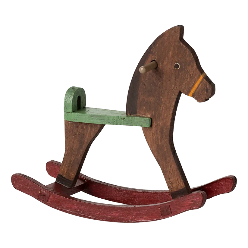 Mouse Rocking Horse-Dollhouse Mice Accessories-Maileg-Dark Brown-Yes Bebe