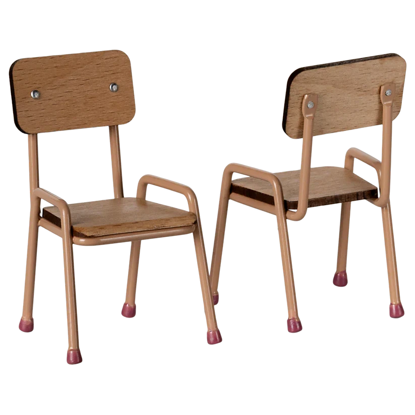 Mouse Wooden Table & Chair Set-Dollhouse Accessories-Maileg-Dark Powder-Yes Bebe