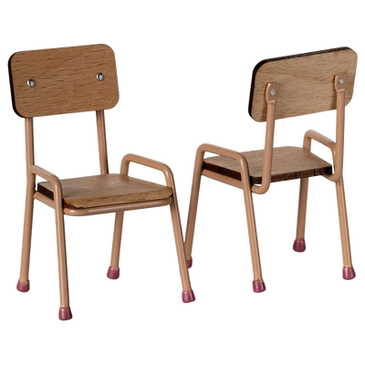 Mouse Wooden Table & Chair Set-Dollhouse Accessories-Maileg-Dark Powder-Yes Bebe