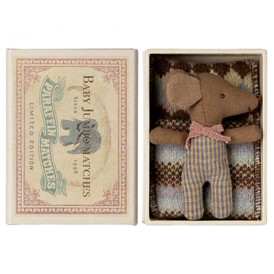 Sleepy Wakey Rose Baby Mouse in Matchbox-Dollhouse Mice-Maileg-Yes Bebe