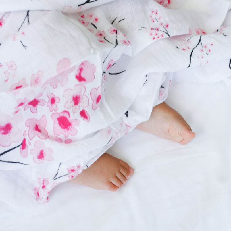 Organic Swaddle - Cherry Blossom-Swaddles-Malabar Baby-Yes Bebe