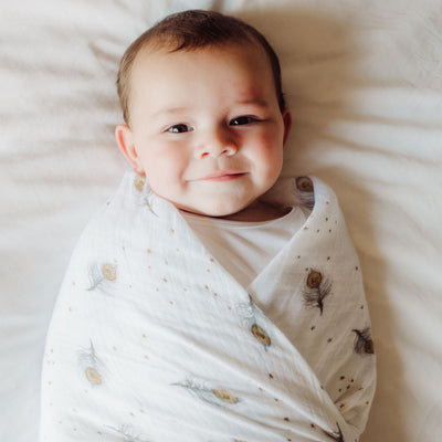 Organic Swaddle - Magical Feathers-Swaddles-Malabar Baby-Yes Bebe