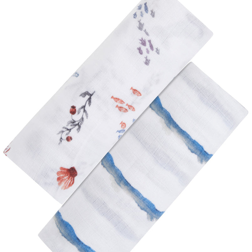 Organic Swaddle Set - Life's A Beach-Swaddles-Malabar Baby-Yes Bebe