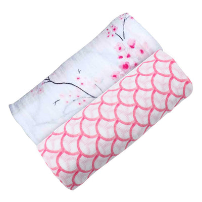 Organic Swaddle Set - Sakura-Swaddles-Malabar Baby-Yes Bebe