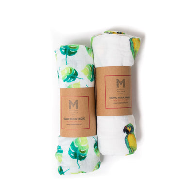 Organic Swaddle Set - Tropical Paradise-Swaddles-Malabar Baby-Yes Bebe