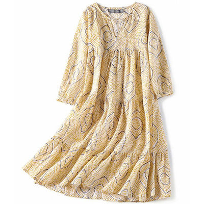 Block Printed Girl's Kaftan Dress - Oia