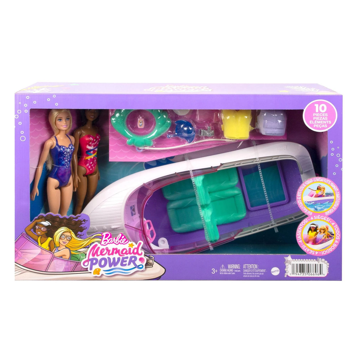 Barbie Mermaid Power Boat and Dolls-Dolls, Playsets & Toy Figures-Mattel-Yes Bebe