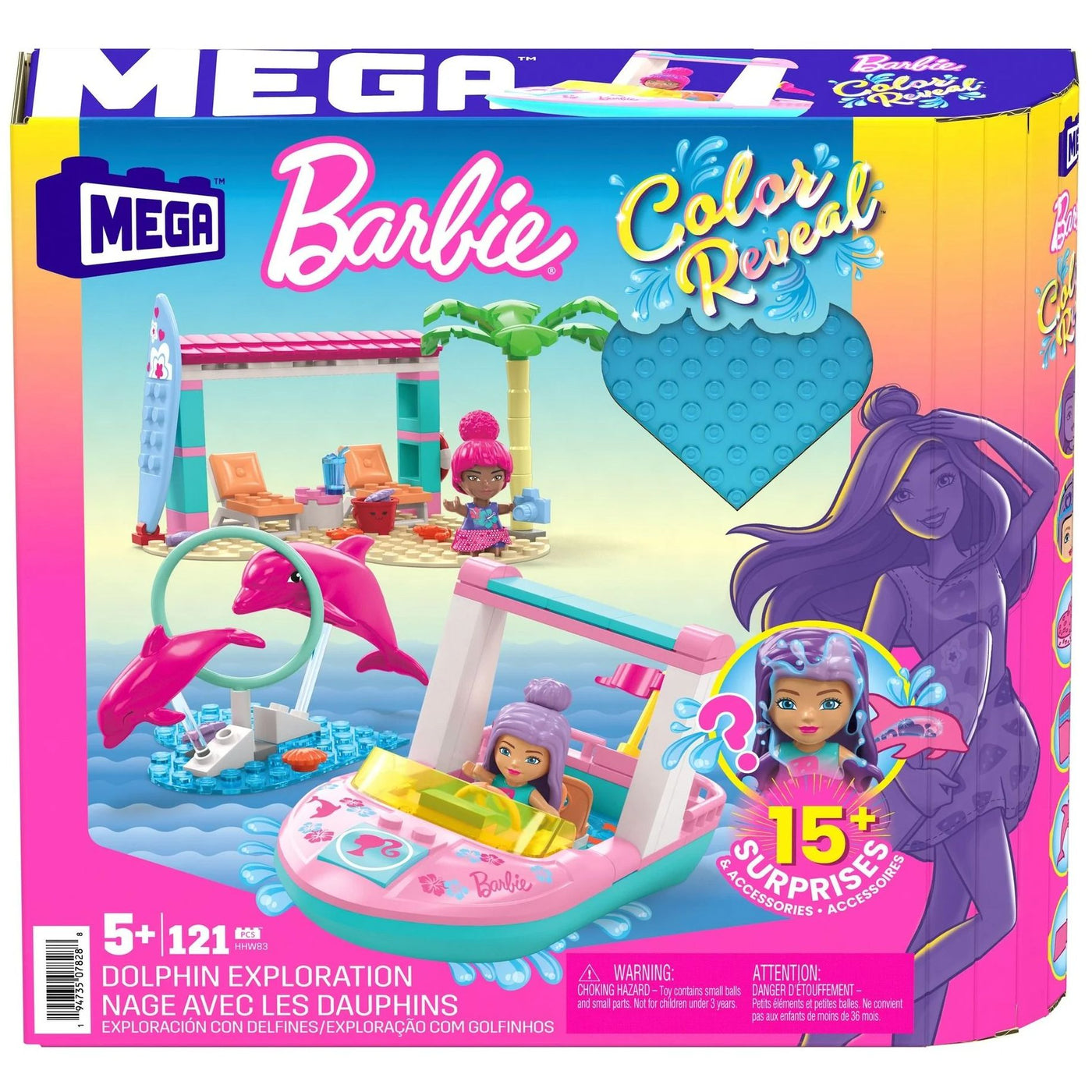 Mega Barbie Colour Reveal Dolphin Exploration-Mega Bloks-Yes Bebe