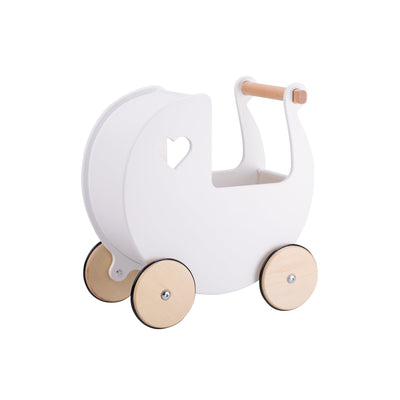 Dolls Pram-Doll Prams-Moover-White-Yes Bebe