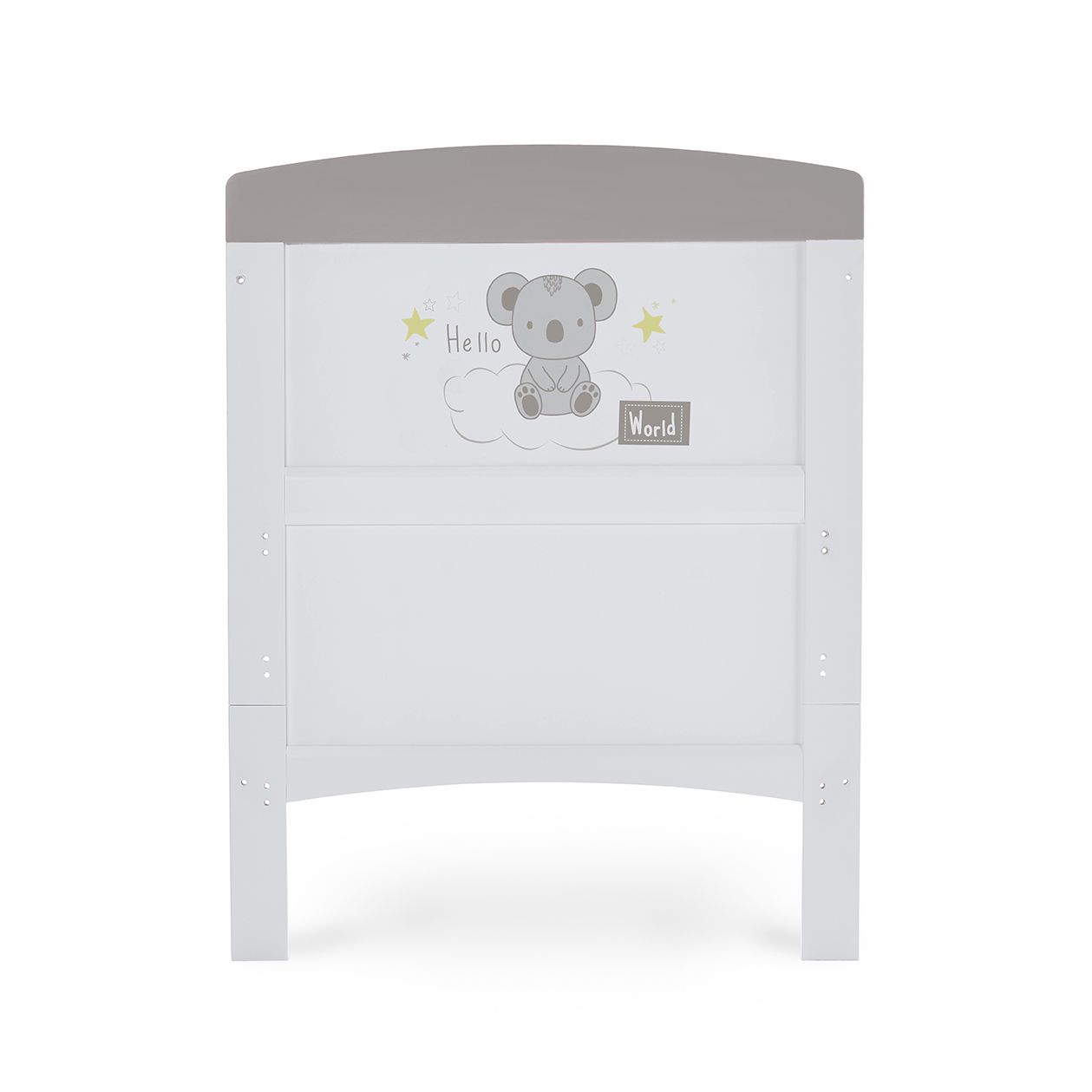 Grace Inspire Cot Bed – Hello World Koala – Grey-Cots & Cot Beds-OBABY-Yes Bebe