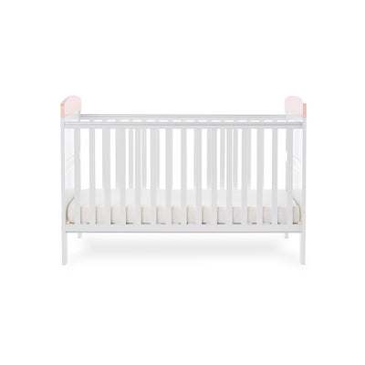 Grace Inspire Cot Bed – Watercolour Rabbit – Pink-Cots & Cot Beds-OBABY-Yes Bebe