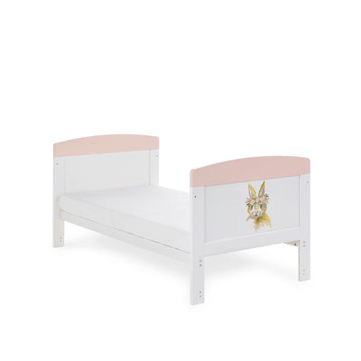 Grace Inspire Cot Bed – Watercolour Rabbit – Pink-Cots & Cot Beds-OBABY-Yes Bebe