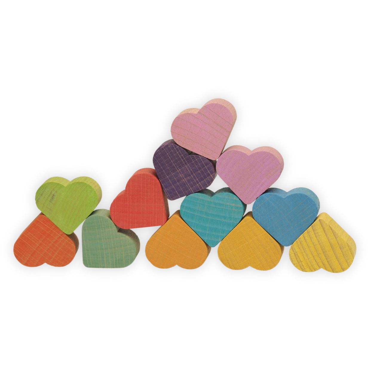 Wooden Hearts-Sorting & Stacking Toys-Ocamora-Rainbow-Yes Bebe