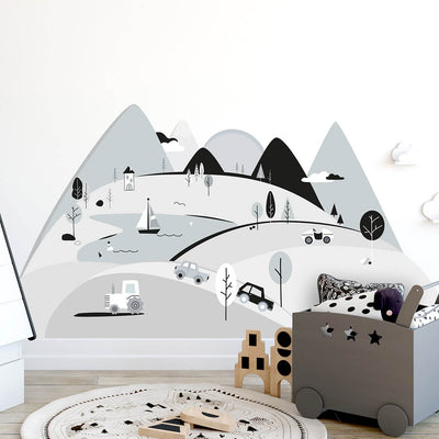 Wall Stickers - Mountains Grey S-Wall Stickers-Pastelowe Love-Yes Bebe