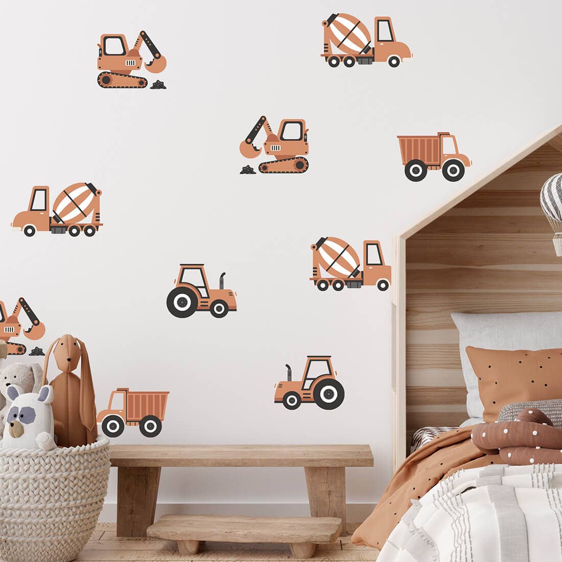 Wall sticker | Boho construction vehicles-Pastelowe Love - wall sticker & wallpaper co.-Yes Bebe