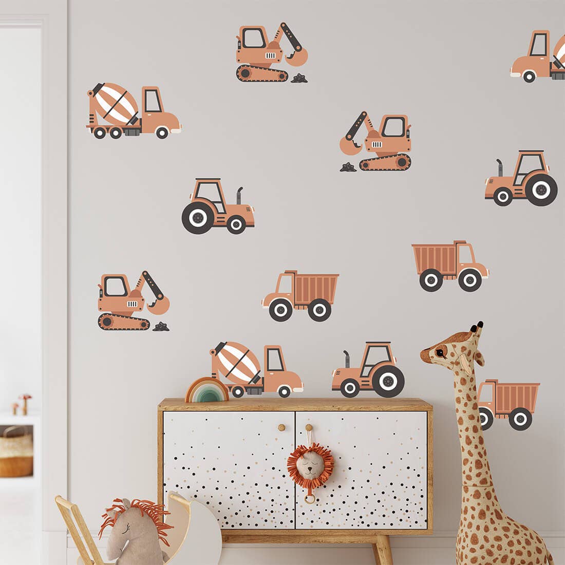 Wall sticker | Boho construction vehicles-Pastelowe Love - wall sticker & wallpaper co.-Yes Bebe