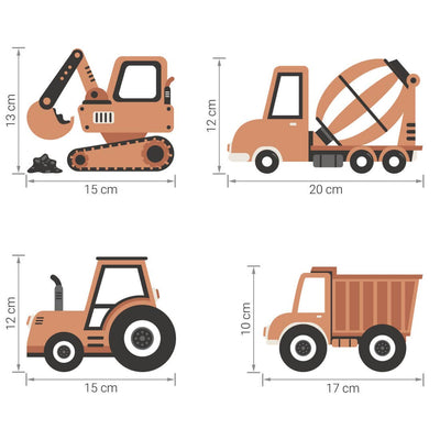 Wall sticker | Boho construction vehicles-Pastelowe Love - wall sticker & wallpaper co.-Yes Bebe