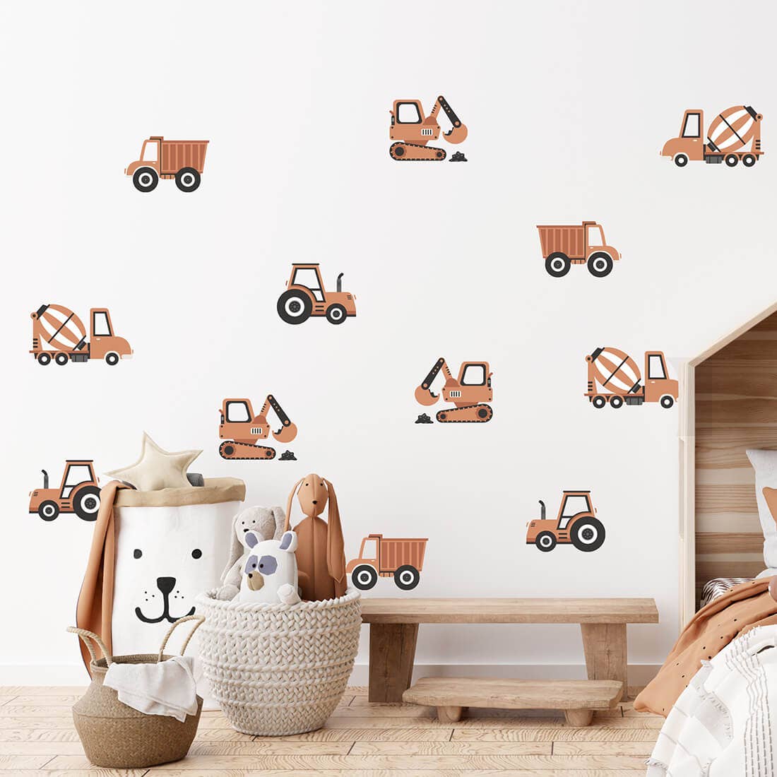 Wall sticker | Boho construction vehicles-Pastelowe Love - wall sticker & wallpaper co.-Yes Bebe