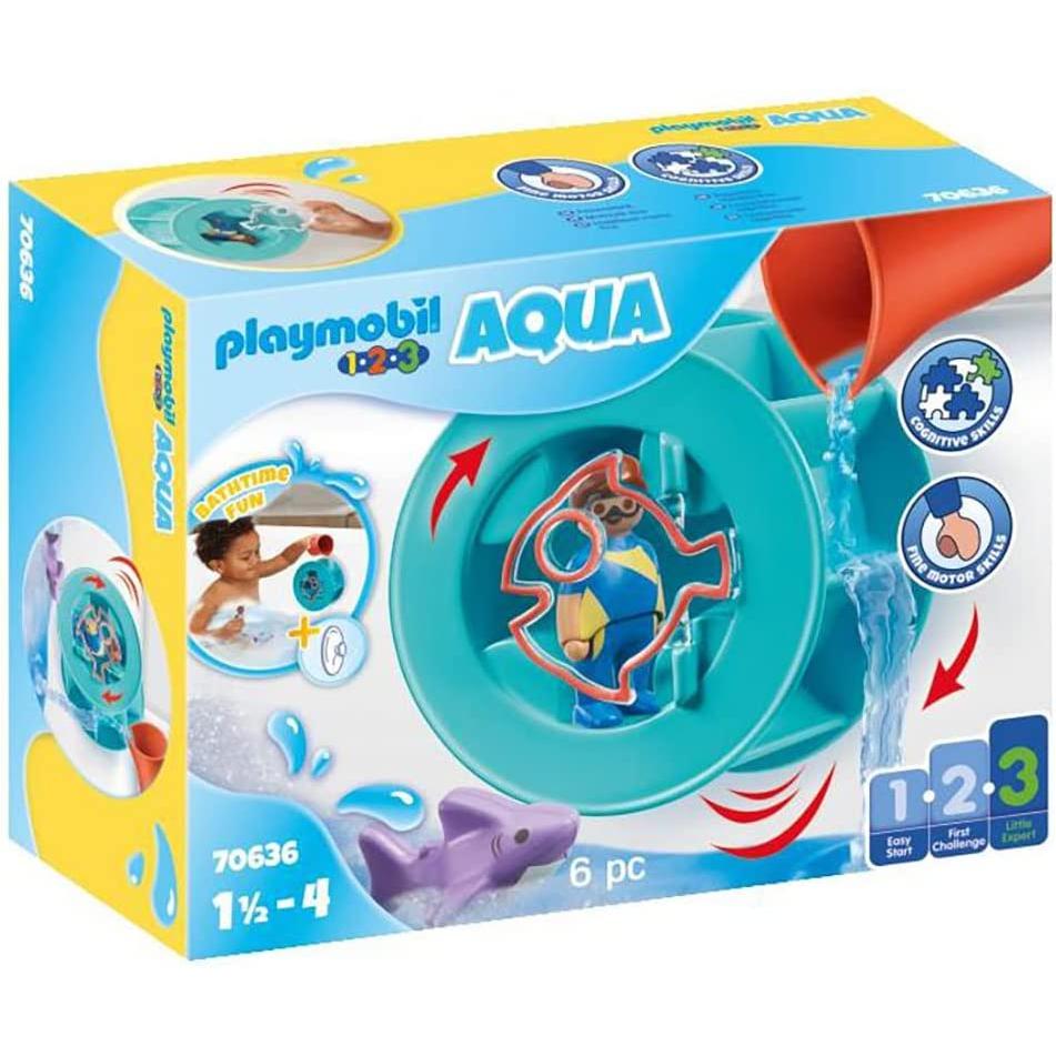 1.2.3 AQUA Water Wheel with Baby Shark-Toy Playsets-Playmobil-Yes Bebe
