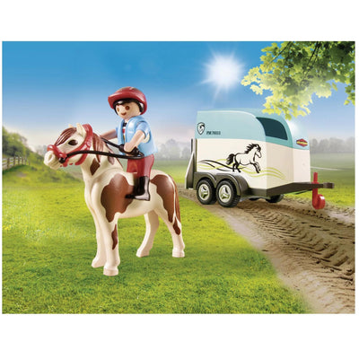 Country Pony Farm Car with Pony Trailer-Toy Playsets-Playmobil-Yes Bebe