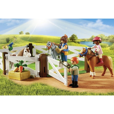 Country Pony Farm with 2 Pony Stalls and Storage Loft-Toy Playsets-Playmobil-Yes Bebe