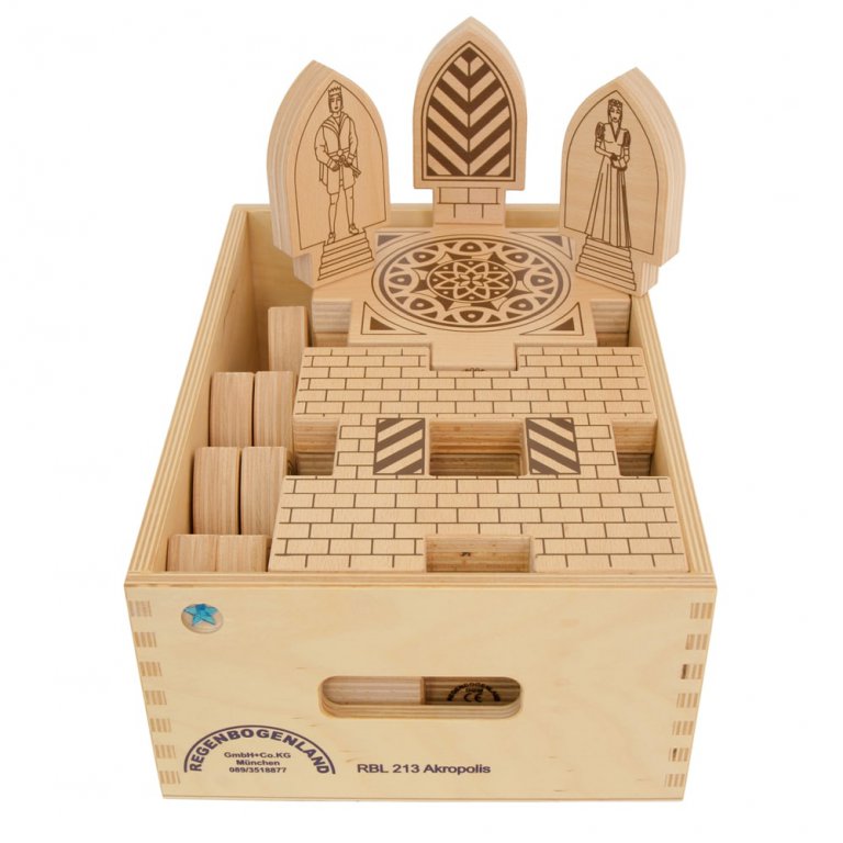 Acropolis Building Blocks in Box - Set of 24-Wooden Blocks-Regenbogenland-Yes Bebe