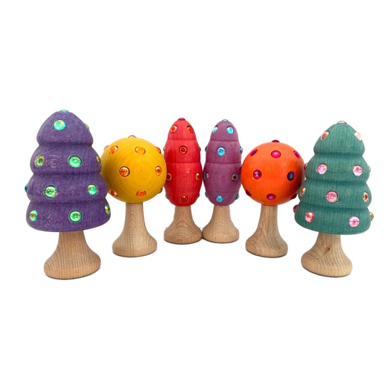 Elf Trees Building Blocks - Set of 6-Wooden Blocks-Regenbogenland-Yes Bebe