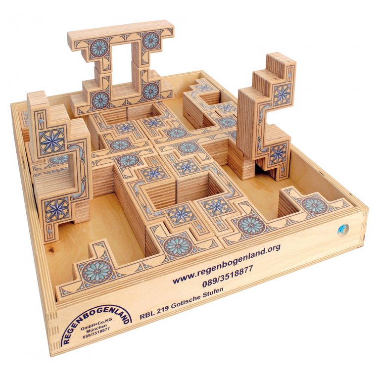 Gothic Levels Building Blocks in Box - Set of 8-Wooden Blocks-Regenbogenland-Yes Bebe