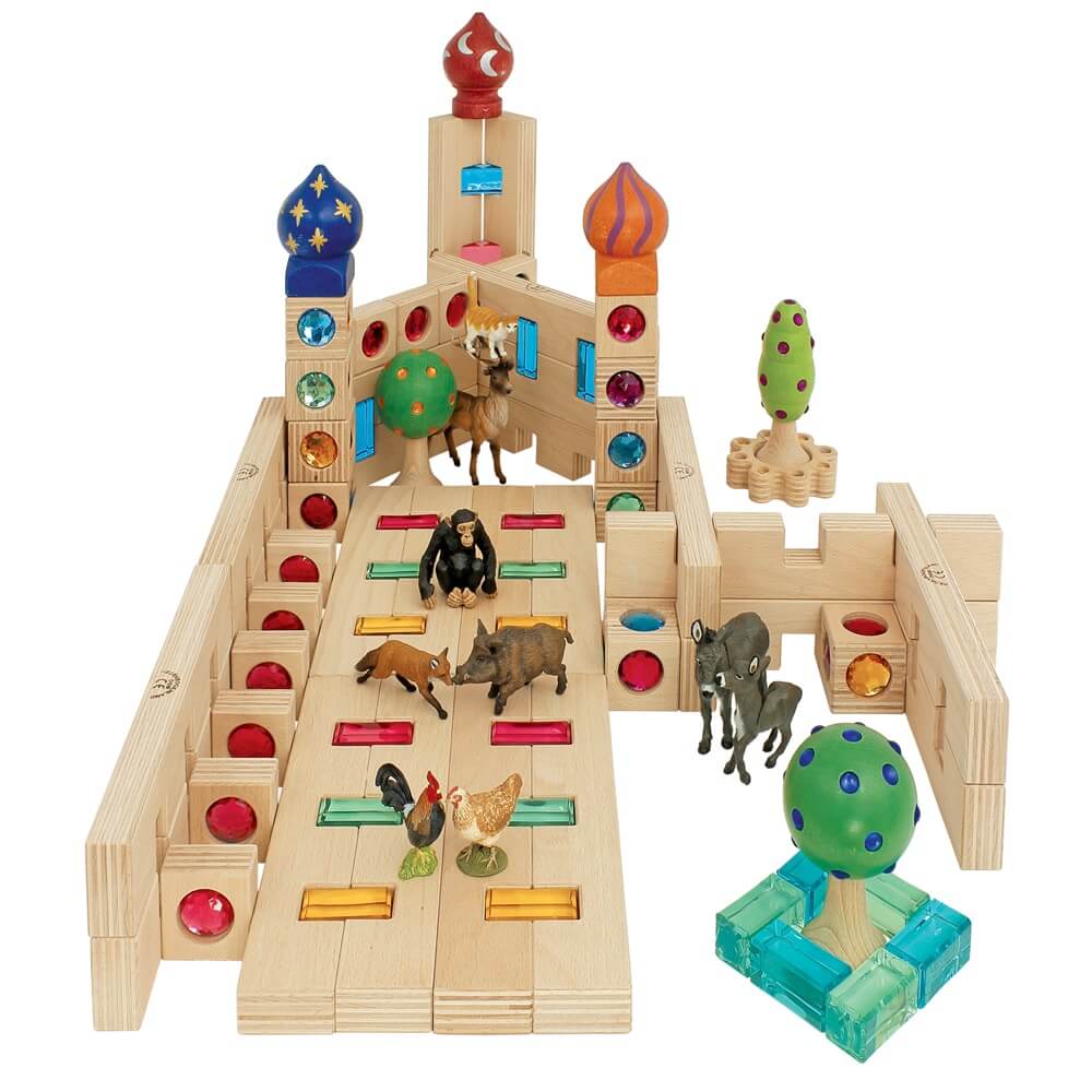 Knight's Castle Building Blocks in Box - Set of 38-Wooden Blocks-Regenbogenland-Yes Bebe