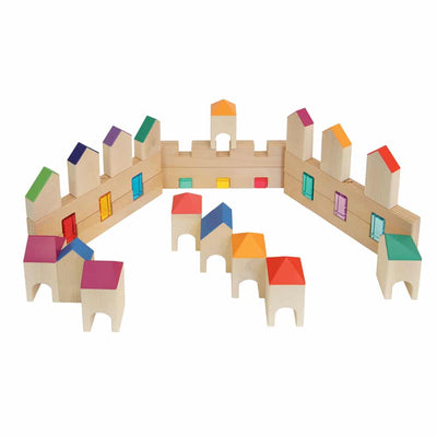 Knight's Castle Building Blocks in Box - Set of 38-Wooden Blocks-Regenbogenland-Yes Bebe