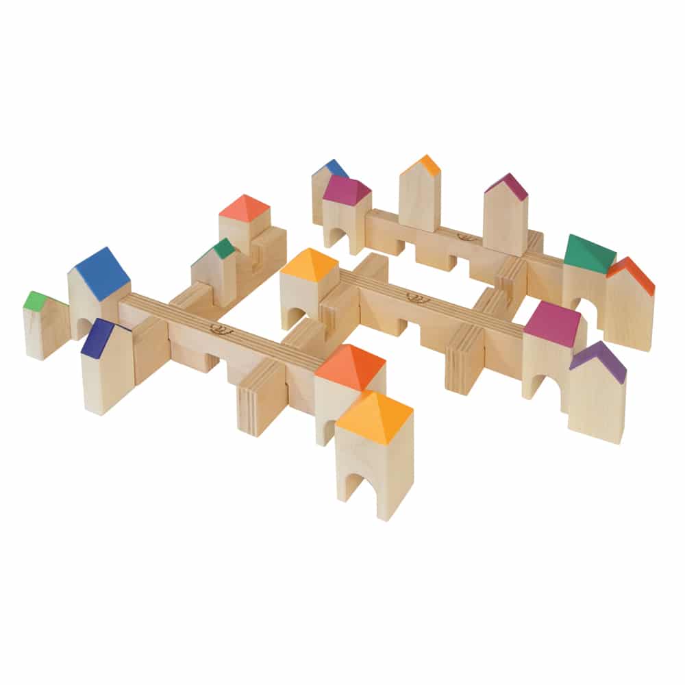Knight's Castle Building Blocks in Box - Set of 38-Wooden Blocks-Regenbogenland-Yes Bebe