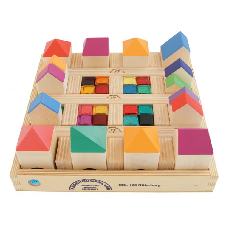 Knight's Castle Building Blocks in Box - Set of 38-Wooden Blocks-Regenbogenland-Yes Bebe