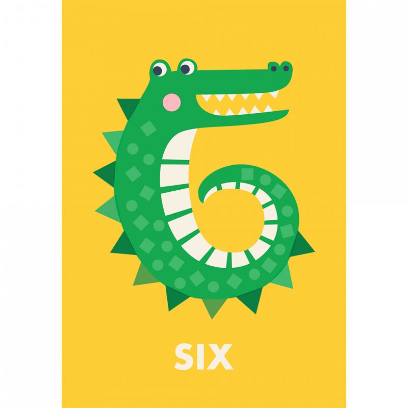 Age- Animal Birthday Cards-Greeting & Note Cards-Rex London-Six - Crocodile-Yes Bebe