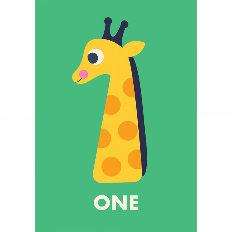 Age- Animal Birthday Cards-Greeting & Note Cards-Rex London-One - Giraffe-Yes Bebe