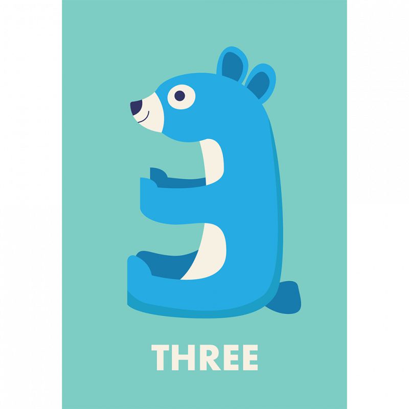 Age- Animal Birthday Cards-Greeting & Note Cards-Rex London-Three - Bear-Yes Bebe