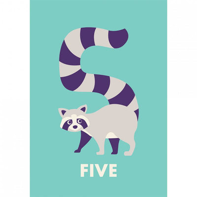 Age- Animal Birthday Cards-Greeting & Note Cards-Rex London-Five - Raccoon-Yes Bebe