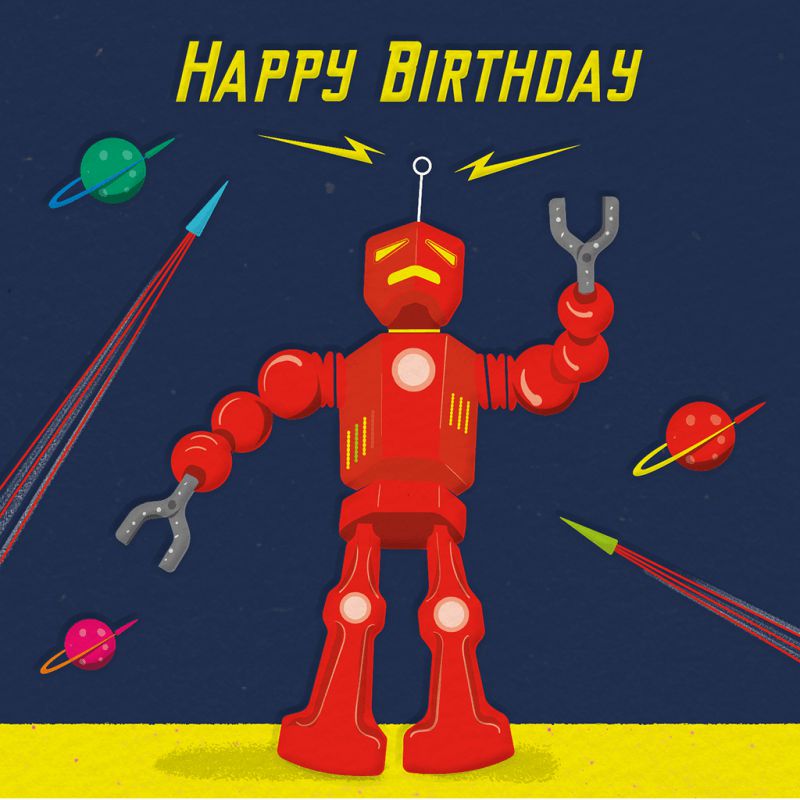 Birthday Card - Sci Fi Robot-Greeting & Note Cards-Rex London-Yes Bebe