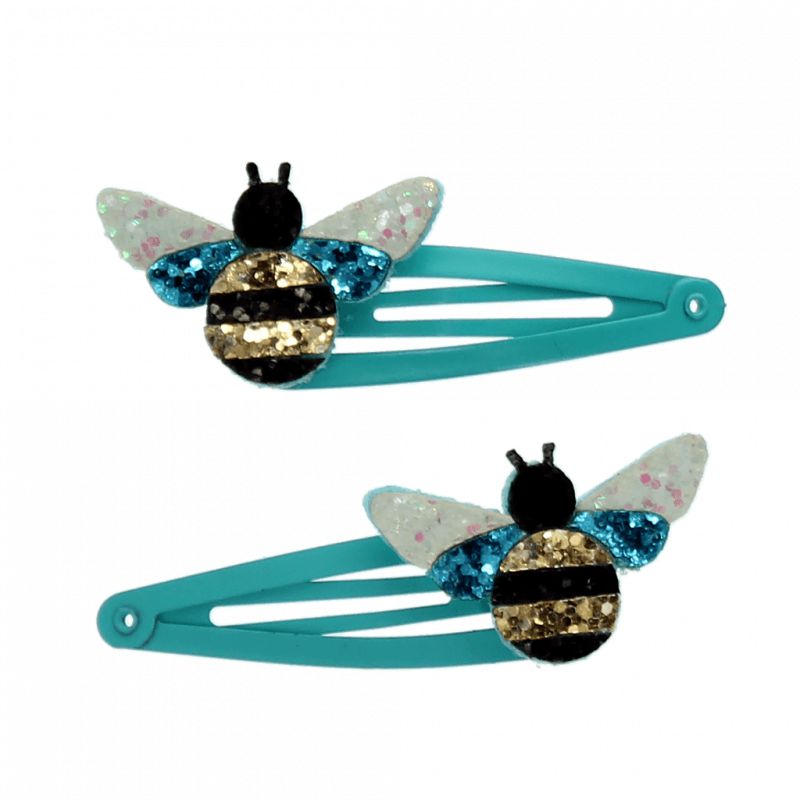 Glitter Hair Clips (Set of 2) - Bumblebee-Hair Accessories-Rex London-Yes Bebe